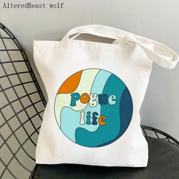 Kadın Alışveriş pogue hayat Baskılı Harajuku Çanta kadın alışveriş çantası Kanvas alışveriş Çantası kız çanta Tote Çanta Omuz Bayan Çantası