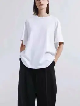 Kadınlar 2022 Yeni Basit Gevşek Versiyonu Yuvarlak Boyun kısa kollu tişört Kadın Tüm Maç Düz Renk Dip Gömlek Üst