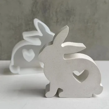 Kalp Tavşan silikon kalıp Tavşan Aromaterapi Alçı Dekoratif Kalıp Çikolata Fondan kek pişirme kalıbı Reçine Epoksi Mum Kalıp