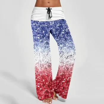Kargo Pantolon Baggy Kot Kadın Yaz Streetwear Yüksek Bel Cep Şerit Elastik Bel Baskılı Gevşek Yoga Pantolon Y2k Streetwear