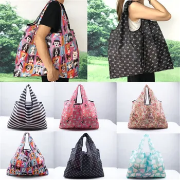Katlanabilir Kullanışlı Alışveriş Çantaları Kullanımlık Tote Kılıfı Geri Dönüşüm Depolama Alışveriş Çantaları Kadınlar İçin Oxford Çevre Dostu Özel Amaçlı Çanta