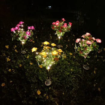 LED güneş açelya çiçekler bahçe lambası peyzaj orkide gül LampYard çim yolu tatil düğün ışıkları ev dekoratif ışık