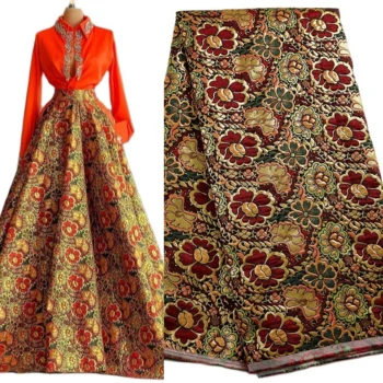 Lüks Kraliyet Çiçekler Jakarlı Elbise Dantel Kumaşlar Parti Düğün Elbise Dikiş Kumaş Malzemeleri