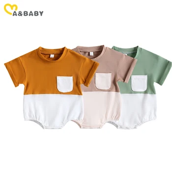 ma ve bebek 0-24M Yenidoğan Bebek Erkek Bebek Kız Romper Yaz Kısa Kollu Yama Renk Rahat Tulum Giyim