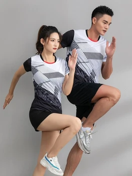Masa Tenisi Kıyafetleri Çift Hızlı Kuru Badminton Giyim Kadın Spor Gömlek + Şort veya Etek İki Parçalı Set Spor Giyim Erkekler