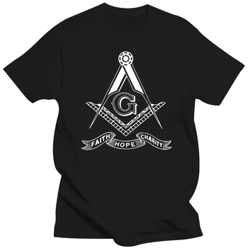 Masonik Masonlar Kare Pusulalar İnanç Umut Sadaka erkek T Shirt Moda Casual Tees O-Boyun Pamuk Siyah Üstleri