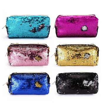 Mermaid Pullu Kadınlar Glitter Kozmetik Çantası Kalem Kutusu bozuk para cüzdanı Makyaj çantası