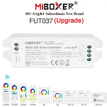 MiBOXER FUT037 Yükseltme RGB LED Şerit Denetleyici DC12V~24V 12A Desteği Akıllı Telefon uygulaması / 2.4 G RF / Alexa Google Ses Kontrolü
