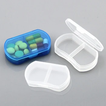 Mini saklama kutusu 2 İzgaralar Hap Durumda Taşınabilir Seyahat Ev Tıbbi Konteyner Kutuları Takı Organizatör Küçük Tabletler saklama kutusu