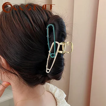 Moda Altın Rengi Ataş İçi Boş Geometrik Metal Saç Pençe Çapraz Saç Tokası Kafa Bandı Saç Tokası Yengeç Kadınlar için saç aksesuarları