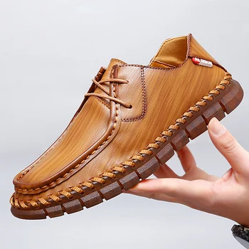Moda Ayakkabı Erkekler için 2023 Yeni Nefes Kaykay Ayakkabı Rahat hakiki Deri Erkek Ayakkabı el yapımı Ayakkabı Erkekler için