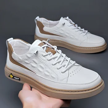 Moda Beyaz Sneakers Erkekler rahat ayakkabılar Açık Deri Nefes Rahat erkek ayakkabıları Yeni Erkek Paten Ayakkabı Boyutu 38-44