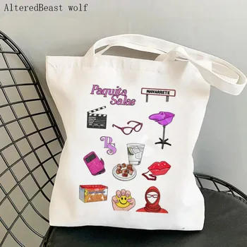 Moda Kadın Alışveriş çantası Paquita Salas Şeyler Harajuku Alışveriş Tuval özel alışveriş Çantası kız çanta Omuz Bayan Çantası