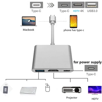 Multiport Kablo Dönüştürücü USB HDMI uyumlu uyumlu Tip-C Dişi Masaüstü Dizüstü Bilgisayar için