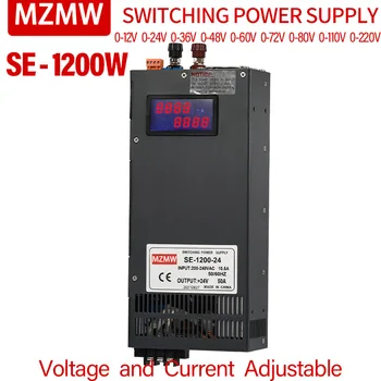 MZMW SE1200 1200 W Anahtarlama Güç Kaynağı 0-12 V 15 24 V 36 V 48 V 60 V 80 V 110 V 220 V AC/DC dijital ekran Ayarlanabilir Yüksek Güç SMPS
