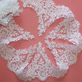 Narin 9 Metre 20.5 cm Saf Beyaz Kumaş Çiçek Venise Venedik Dantel Trim Aplike Dikiş El Sanatları Düğün Dekorasyon için LW0307