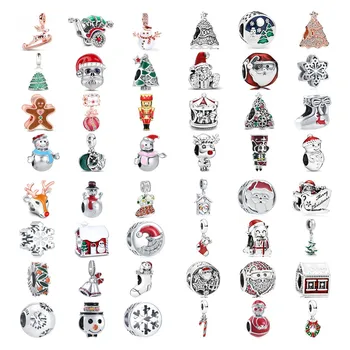 New925 Gümüş Noel Charm Boncuk Santa Kızak Ren Geyiği Dangle Kolye Fit Orijinal Pandora Bilezik Takı Kadınlar İçin DIY Hediye