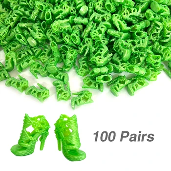 NK Toptan 100 çift/takım moda ayakkabılar Yeşil Topuklu Modern Parti Sandalet barbie bebek Aksesuarları Giyinme DIY Oyuncak