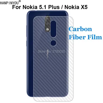 Nokia 5.1 için Artı 5.1 Artı X5 Yeni Dayanıklı 3D Anti-parmak izi Karbon Fiber Arka Film Arka Ekran Koruyucu (Temperli Cam)