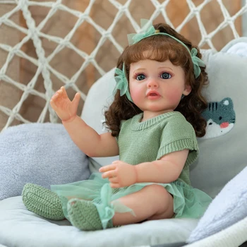 NPK22inch Tam Vücut Yumuşak Silikon Vinil Reborn Yürümeye Başlayan Kız Bebek Betty 3D Cilt Görünür Damarlar El Köklü Saç Çocuklar İçin Hediyeler