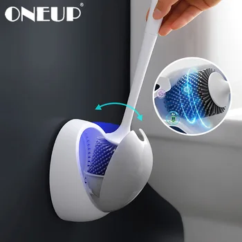ONEUP Silikon Fırça Tuvalet Fırçası WC Temizleyici Araçları Yumuşak Fırça Kafası Duvara Monte Drenaj Tuvalet Banyo Aksesuarları