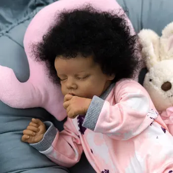 Reborn Lifelike Toddler 43 CM Yumuşak Vinil Oyuncaklar Siyah Cilt Afro-Amerikan Reborn Bebek Bebek Şişe ile Kızlar İçin Çocuk LOL