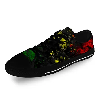 Reggae Rastafarian Rasta Rastafari Aslan Rahat Kumaş 3D Baskı Düşük Üst kanvas ayakkabılar Erkekler Kadınlar Hafif Nefes Spor Ayakkabı