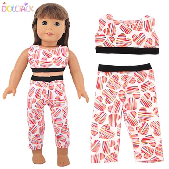 Renkli Kalp oyuncak bebek giysileri yoga kıyafeti İçin 18 İnç Amerikan ve OG Kız Bebek, 43 cm Bebek Yeni Doğan oyuncak bebek giysileri Aksesuarları kız çocuk oyuncağı