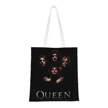 Rock Grubu Freddie Mercury Bakkal Alışveriş Çantaları Kawaii Baskılı tuval alışveriş çantası omuzdan askili çanta Dayanıklı İngiliz Şarkıcı Çanta