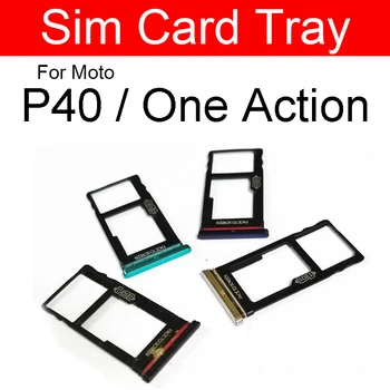 SIM Kart Tepsi Tutucu Motorola Moto P40 Bir Eylem Sım Kart Yuvası Adaptörü Yedek Parçalar Koyu Mavi ve Siyah ve Yeşil ve Gümüş