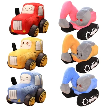 Simülasyon Traktör ve Ekskavatör peluş oyuncaklar Komik Araba Bebek Dolması Yumuşak Araç Yastık Yaratıcı Noel doğum günü hediyesi Çocuklar için