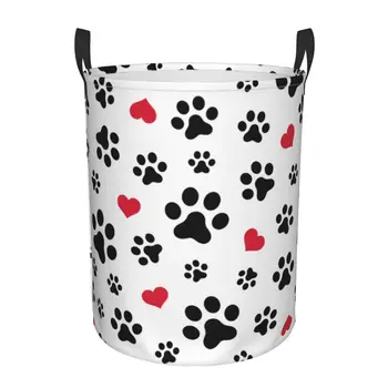 Su geçirmez saklama çantası Köpekler Kediler Paws Kalp Aşk Ev Kirli çamaşır sepeti Katlanır Depolama Kova Giysi Oyuncaklar Organizatör