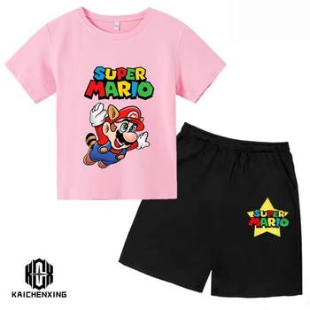 Süper Mario bros Tshirt Çocuklar Unisex Kısa Kollu Serin Pokemon T-Shirt Moda Erkek Ve Kız çocuk Naruto Sokak Üst