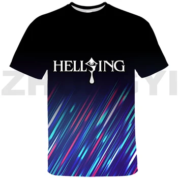 Sıcak Anime Hellsing T-shirt 3D Japon Harajukuンンン ン Graphic Grafik T Shirt Manga Alucard Gözler Kısa Tees Karikatür Büyük Boy T Shirt