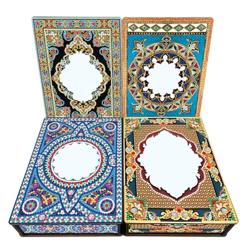 Takı aynalı kutu DİY Elmas Boyama Ahşap Kutu Elmas Mozaik El İşlemeli Sanat Takı saklama kutusu Bayanlar Hediye