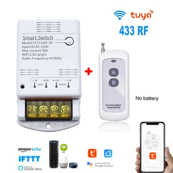 Tuya Wifi 30A anahtar modülü Kablosuz Röle Kontrol Cihazı AC 220V 110V DC 12V 24V Akıllı Yaşam APP Ses Uzaktan Kumanda Akıllı Zamanlayıcı