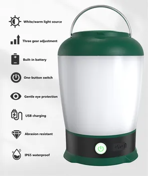 USB şarj edilebilir Kamp portatif led ışık açık hava aydınlatması kamp feneri Su Geçirmez Çadır Yürüyüş Gece Lambası Asılı Lamba
