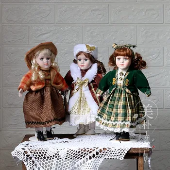 Vintage Sevimli Porselen Bebek Kız Bebek Ev Modeli Dekorasyon Oyuncak Koleksiyonu doğum Günü hediyesi