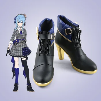 Vtuber Hoshimachi Suisei Cosplay Çizmeler Ayakkabı deri ayakkabı Cosplay Aksesuarları Cadılar Bayramı parti ayakkabıları Kadınlar için yüksek Topuk Ayakkabı