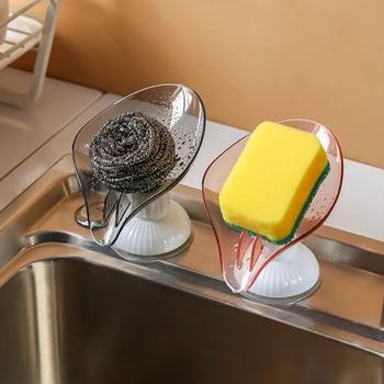 Yaprak Şekli Sabunluk Sabunluk Banyo Hızlı Drenaj Büyük Vantuz Sabit Sıkıca Banyo Depolama Rafı Sabun Kabı