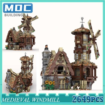 Yapı Taşları Ortaçağ fırıldak Modüler DIY Yaratıcı Fikirler Tuğla model seti Çiftlik Evi Mimari Oyuncaklar Çocuklar için Doğum Günü Hediyeleri