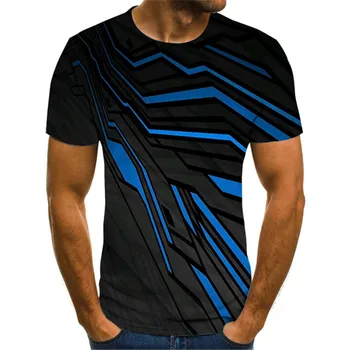 Yaz Moda Trendi Geometrik Saçak Erkek T-Shirt Yeni Rahat 3D Baskılı Kısa Kollu Eğlence Yuvarlak Boyun streetwear Tees Tops