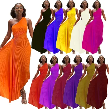 Yaz Seksi Afrika Kadınlar Kolsuz Polyester Mavi Sarı Siyah Kırmızı Uzun Elbise Maxi Elbise Kadınlar için Afrika Elbiseler