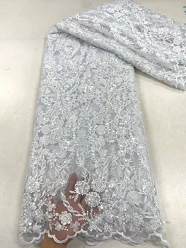 Yeni el dikişli kabarcık boncuk nakış, high-end dantel nakış sequins boncuk tüp gelinlik elbise kumaş 5 metre