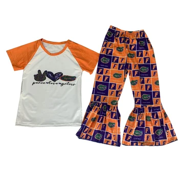 Yeni Stil Bebek Giyim Seti Bebek Barış Aşk Üst + Pantolon Çocuk Kız Kıyafetler Çocuk Giyim Seti