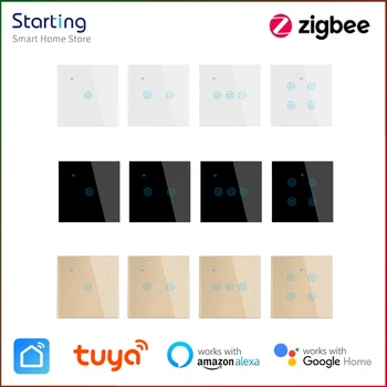 Zigbee Tuya Akıllı Dokunmatik Anahtarı 1/2 / 3gang AB İçin led ışık Akıllı Yaşam APP Uzaktan Kumanda Alexa İle Çalışmak Google Ev Yandex Alice