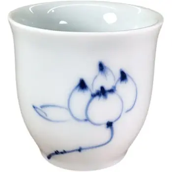 Çin Jingdezhen Mavi ve Beyaz Porselen Lotus Desen Çay Fincanı Fincan 2.30 inç