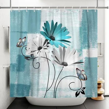 Çiçek Duş perde kumaşı Duş Perdesi Makinesi Yıkanabilir Duş banyo perdesi Su Geçirmez duş astarı Ev Otel Küvet