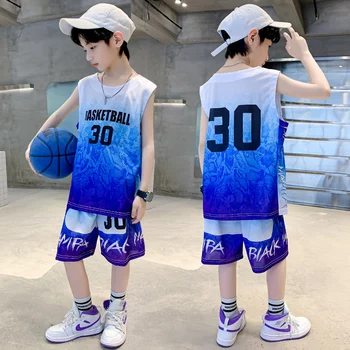 Çocuk Basketbol Erkek Çocuk Giyim Seti Yaz Genç Spor Çocuk Giysileri Gençler İçin Büyük Boy 5 6 8 10 12 14 16 18 yıl