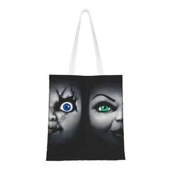 Özel En İyi Cadılar Bayramı Hediye Tıknaz kanvas alışveriş çantası Kadın Taşınabilir Bakkaliye Çocuk Oyun Korku Filmi alışveriş büyük el çantası Çanta